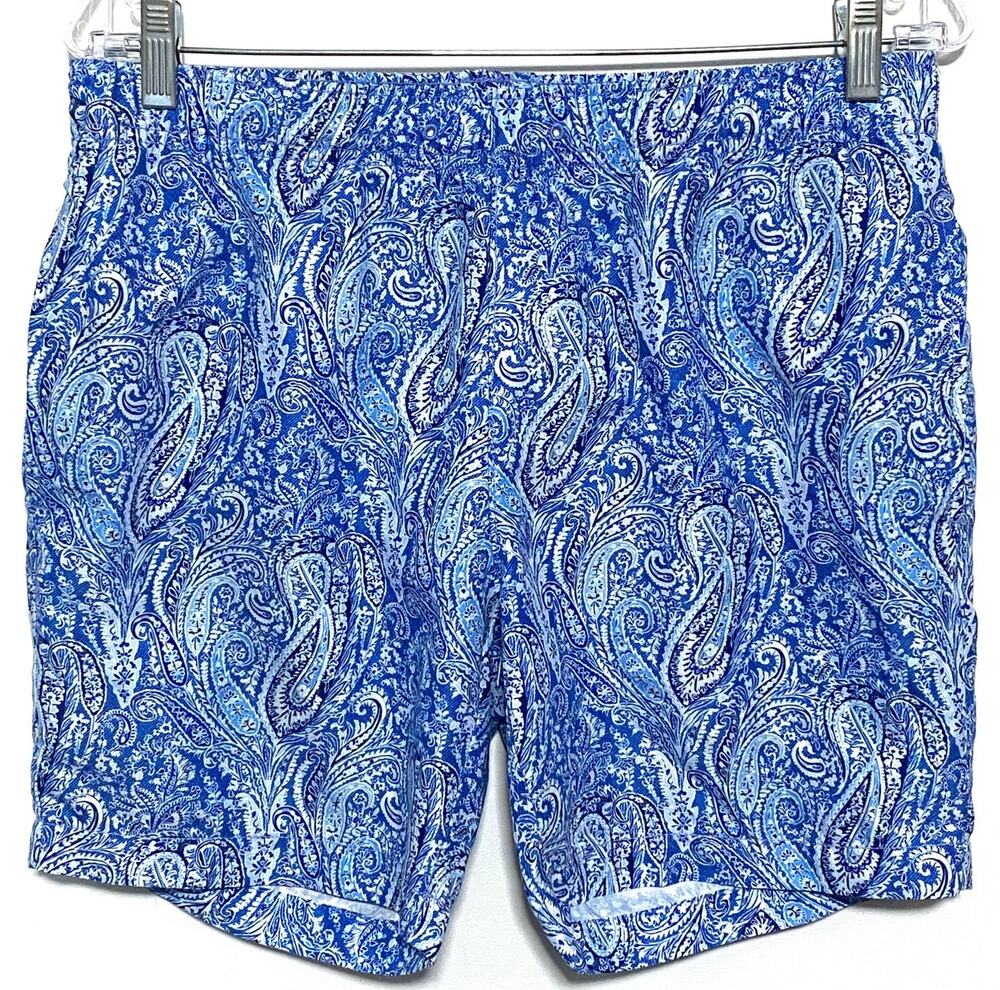 Con.Struct Swim Trunks Shorts Mens M Blue Paisley Preppy Resortwear Surf Beach